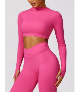  Жіночий фітнес костюм Leggings + Crop top model 55 (Beetroot purple)